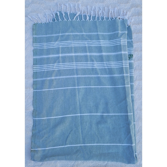 Aubrey personalized Turkish green striped Beach Towel blanket - Picture 12 of 16